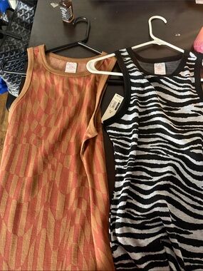 No Boundaries Women's Midi Dress - Rust & Gold and Black & White Zebra